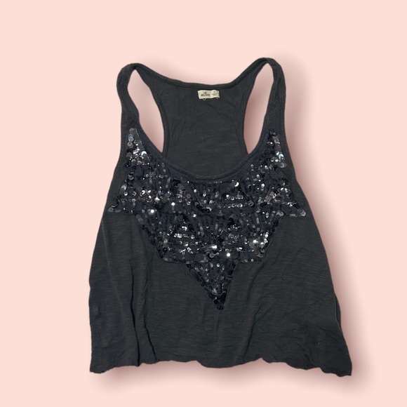 Gray Cropped Airy Glitter Tank - Picture 2 of 3